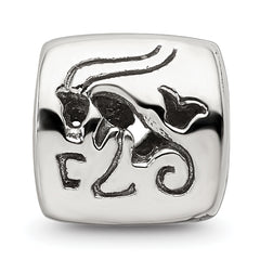 Sterling Silver 925 Capricorn Zodiac Bead with Antiqued Finish Vintage Inspired Design