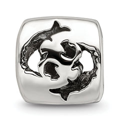 Sterling Silver 925 Pisces Zodiac Bead with Antiqued Finish Intricate and Versatile Design