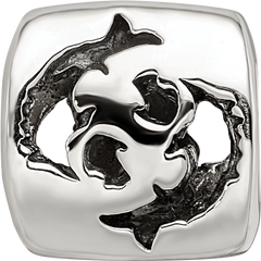 Sterling Silver 925 Pisces Zodiac Bead with Antiqued Finish Intricate and Versatile Design