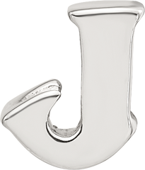 Sterling Silver 925 Polished Letter J Bead Casted Solid Design