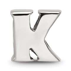 Sterling Silver 925 Polished Letter K Bead Solid & Elegant Design