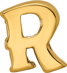 Sterling Silver Gold-Plated Letter R Bead with Polished Finish