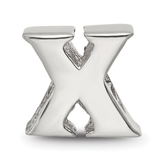 Sterling Silver 925 Letter X Bead with Polished Solid Finish