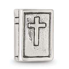 Sterling Silver 925 Antiqued Bible Bead with Themed Design by Sophia Jewelers