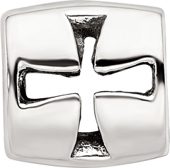 Sterling Silver 925 Maltese Cross Bead with Polished Finish, Casted Solid Design