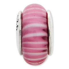 Sterling Silver Hand-blown Glass Bead with Antiqued Finish Elegant Design