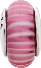 Sterling Silver Hand-blown Glass Bead with Antiqued Finish Elegant Design