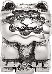 Sterling Silver 925 Lion Bead for Kids with Antiqued Finish Solid Design