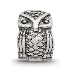 Sterling Silver 925 Kids Owl Clip Bead with Antiqued Finish