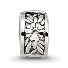 Sterling Silver Kids Floral Clip Bead with Antiqued Finish by Sophia Jewelers