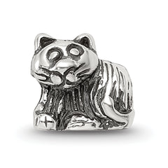 Sterling Silver 925 Antique Kids Kitten Bead Solid Casted Charm