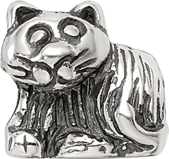 Sterling Silver 925 Antique Kids Kitten Bead Solid Casted Charm
