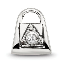 Sterling Silver 925 Kids CZ Handbag Bead with Antiqued Finish