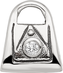 Sterling Silver 925 Kids CZ Handbag Bead with Antiqued Finish