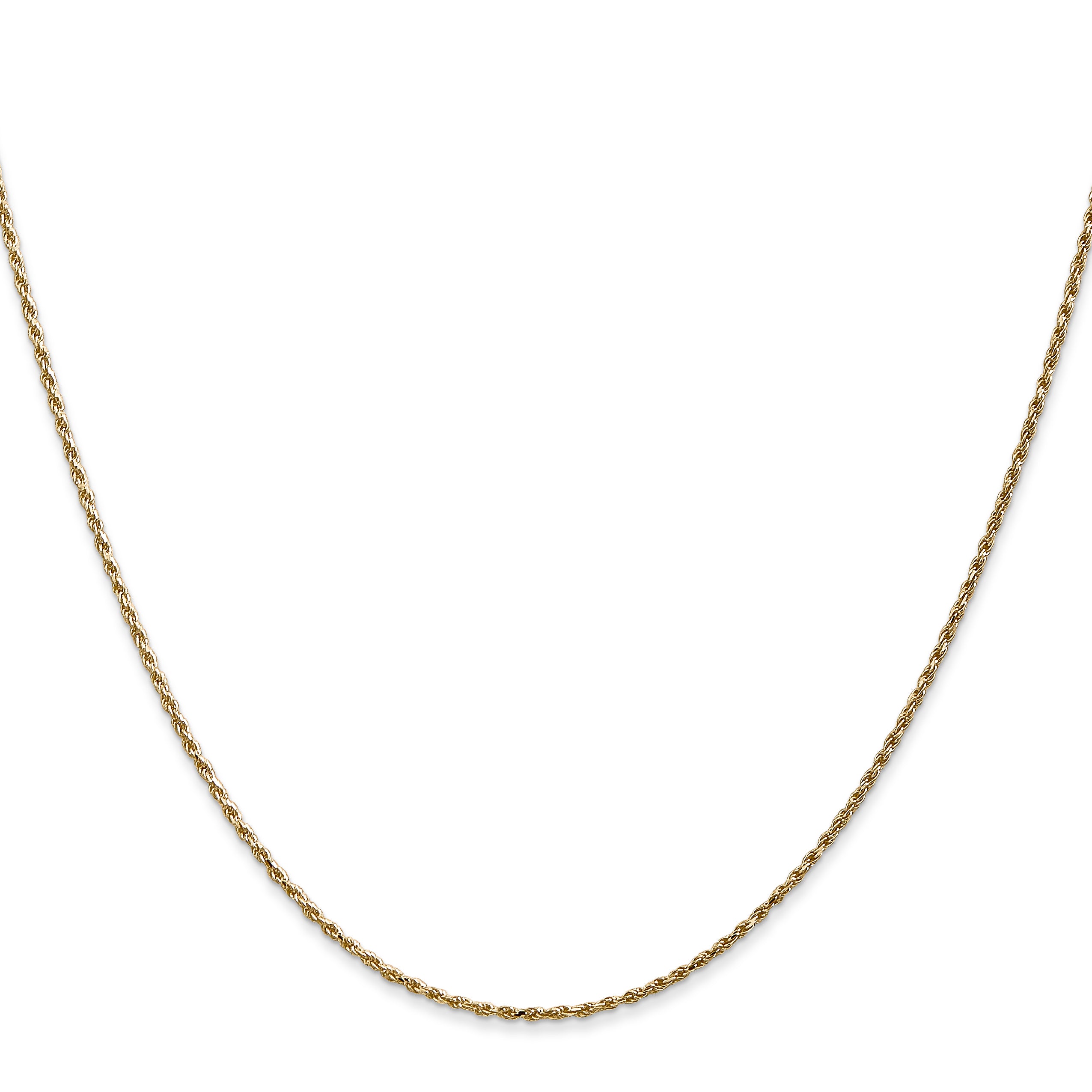 14K 24 inch 1.15mm Diamond-cut Machine Made Rope with Lobster Clasp Chain