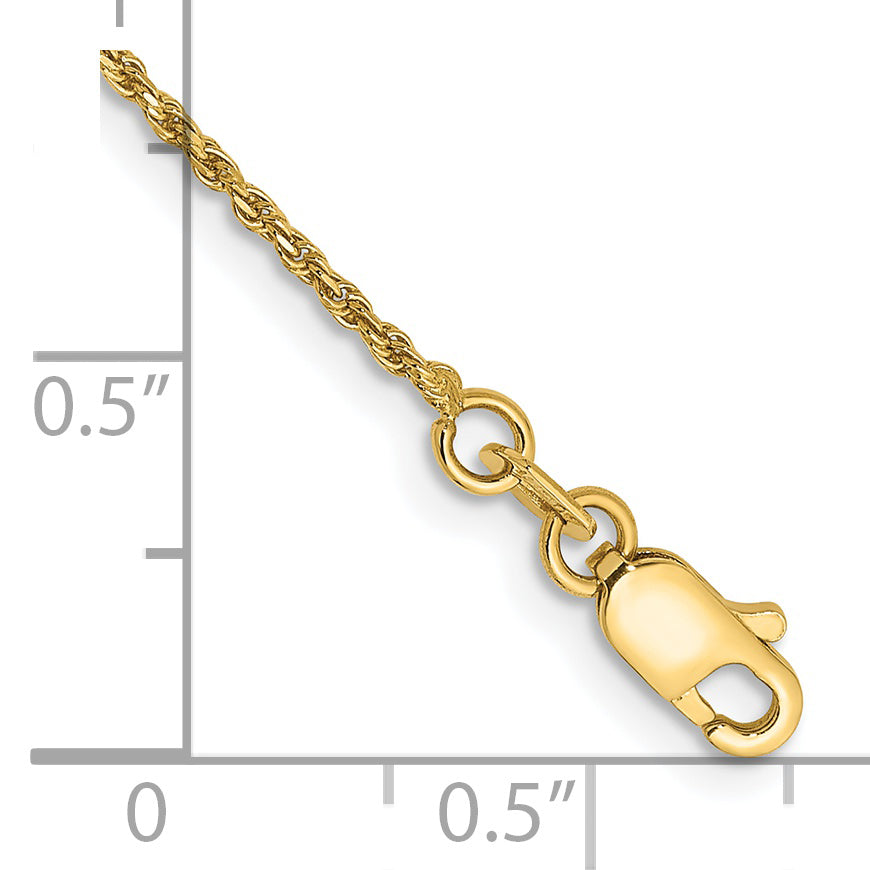 14K Yellow Gold Solid Diamond-Cut Rope Chain Necklace 1.15mm