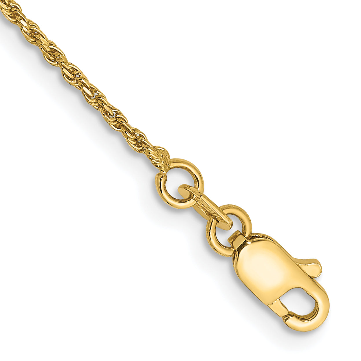 14K Yellow Gold Solid Diamond-Cut Rope Chain Necklace 1.15mm