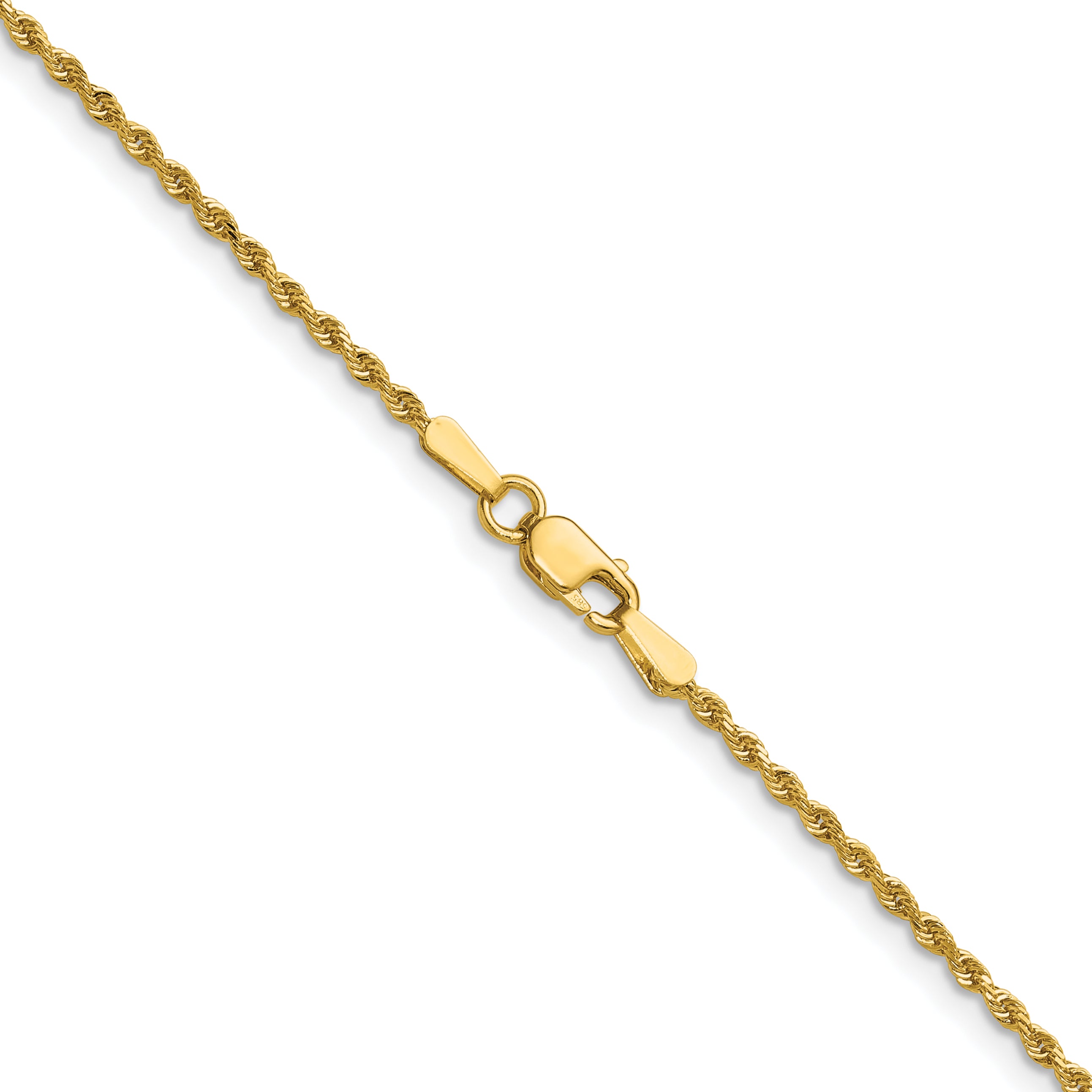 14K 36 inch 1.5mm Diamond-cut Rope with Lobster Clasp Chain