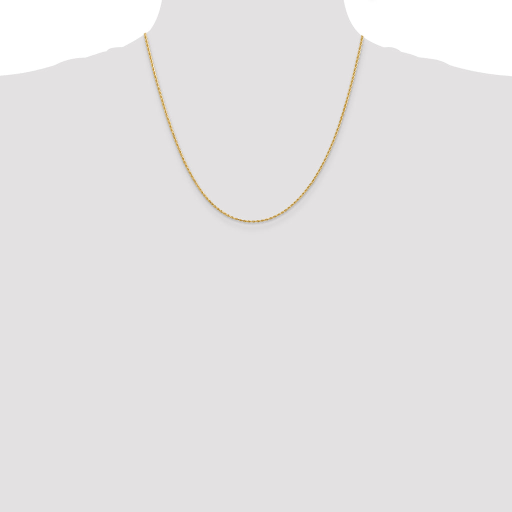 14K 20inch 1.5mm Diamond-cut Rope with Lobster Clasp Chain