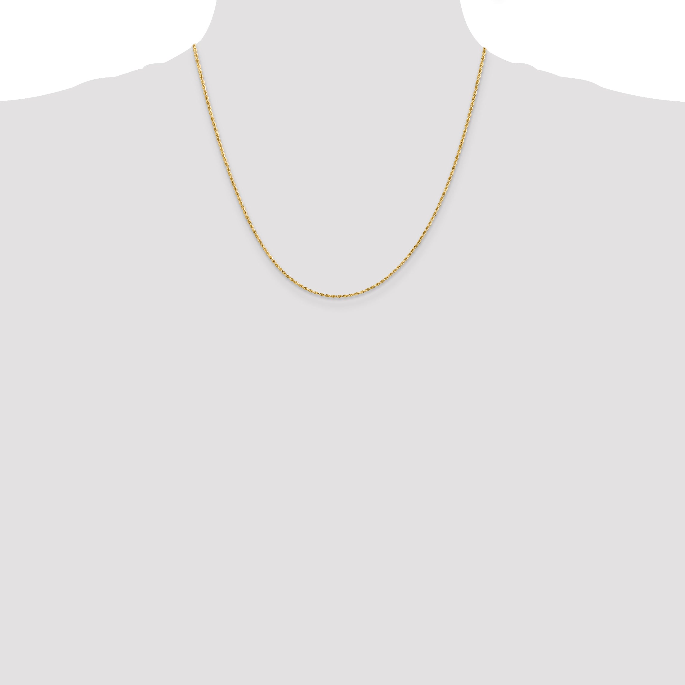14K 20inch 1.5mm Diamond-cut Rope with Lobster Clasp Chain