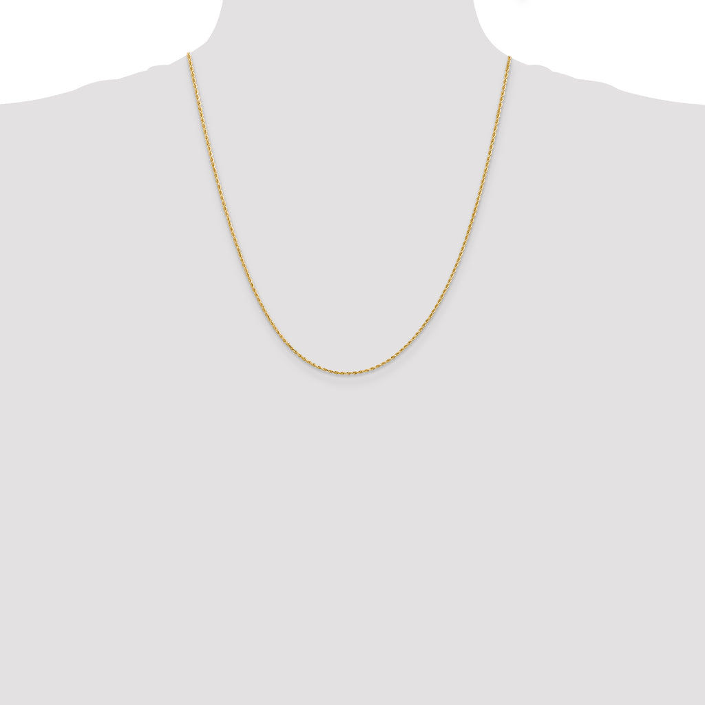 14K 22 inch 1.5mm Diamond-cut Rope with Lobster Clasp Chain