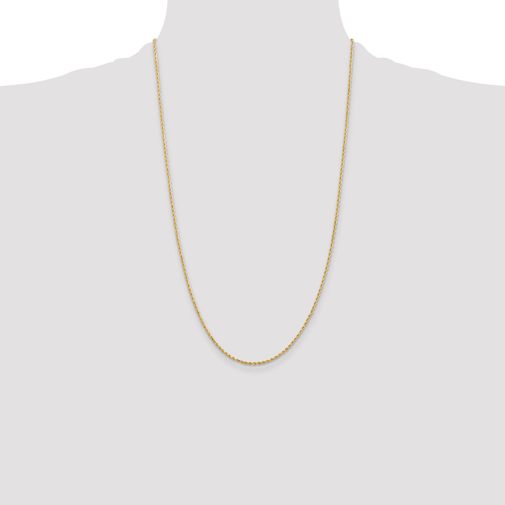 14K 26 inch 1.5mm Diamond-cut Rope with Lobster Clasp Chain
