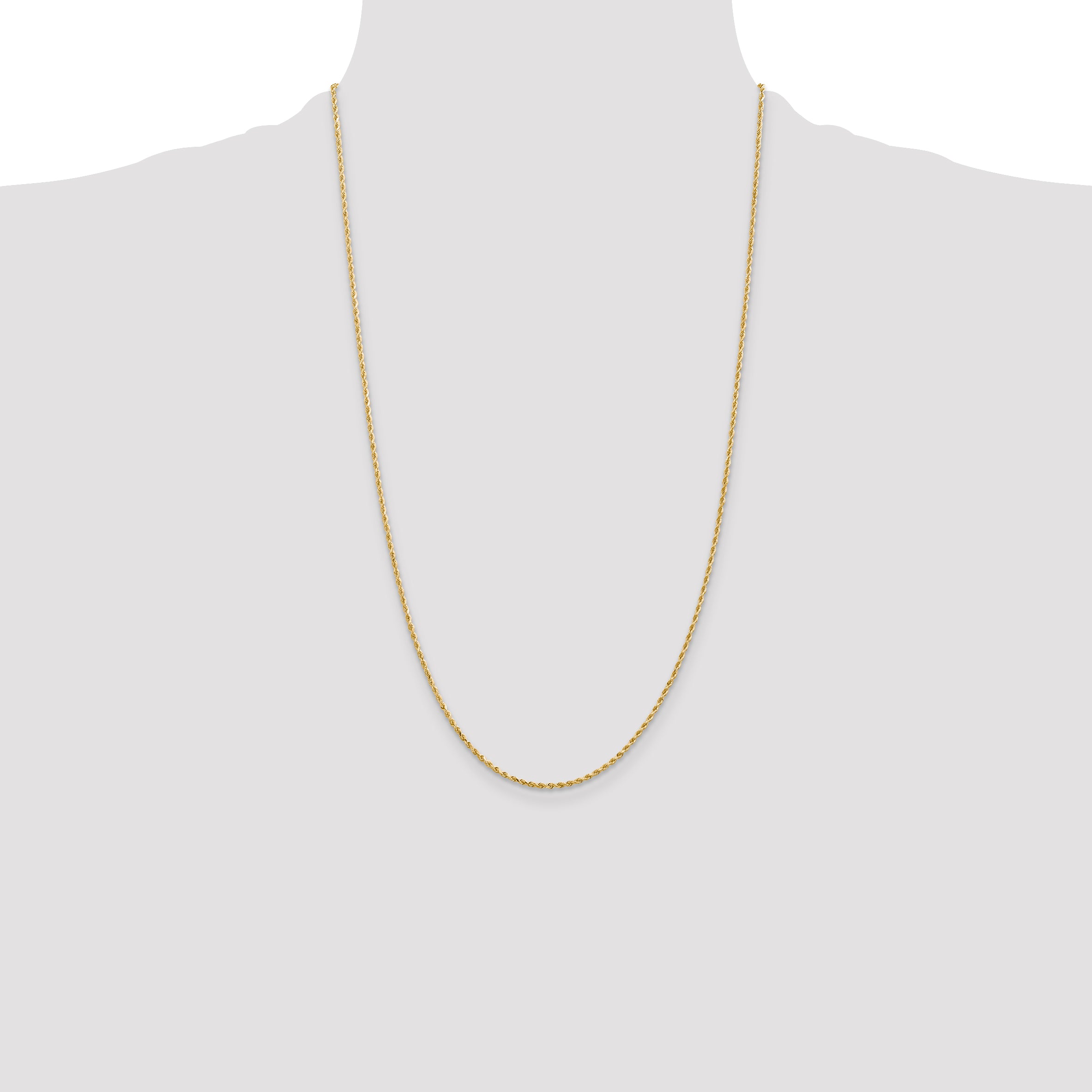 14K 26 inch 1.5mm Diamond-cut Rope with Lobster Clasp Chain