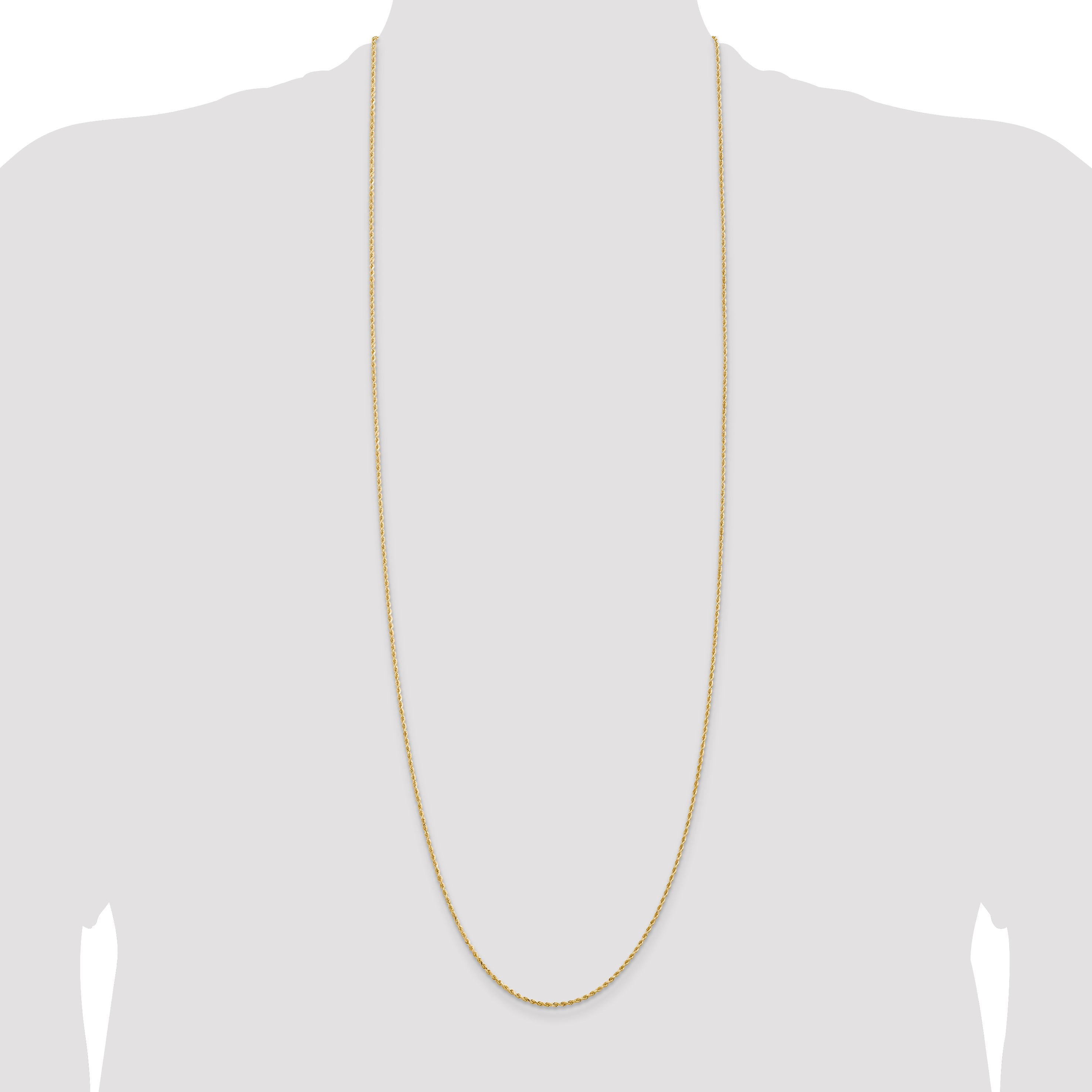 14K 36 inch 1.5mm Diamond-cut Rope with Lobster Clasp Chain