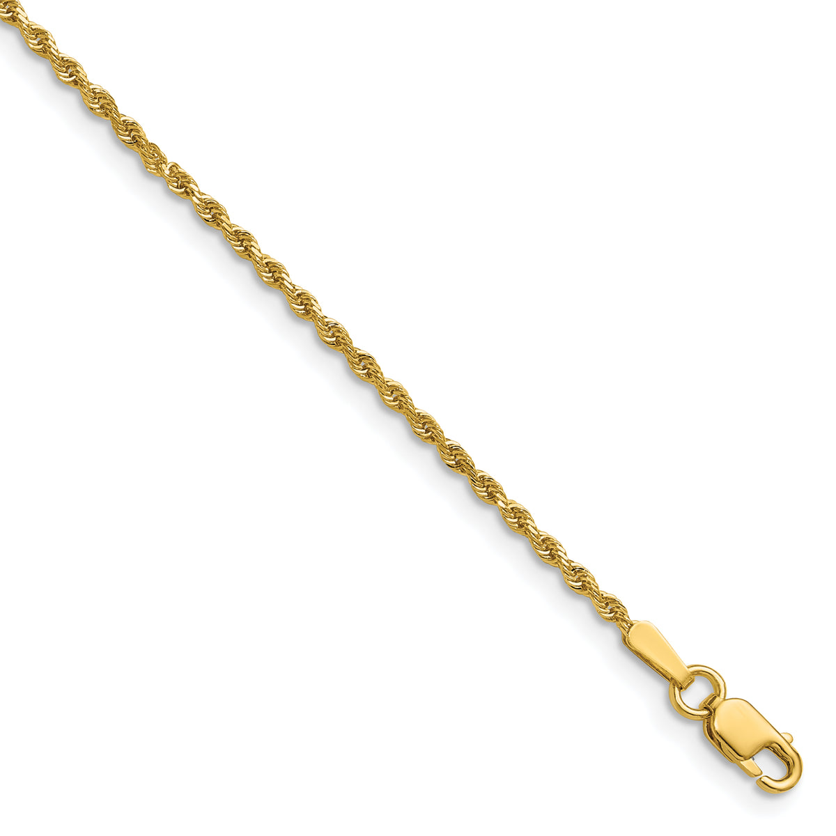 14K Yellow Gold Solid Diamond-Cut Rope Chain Necklace 1.5mm - Sophia Jewelers