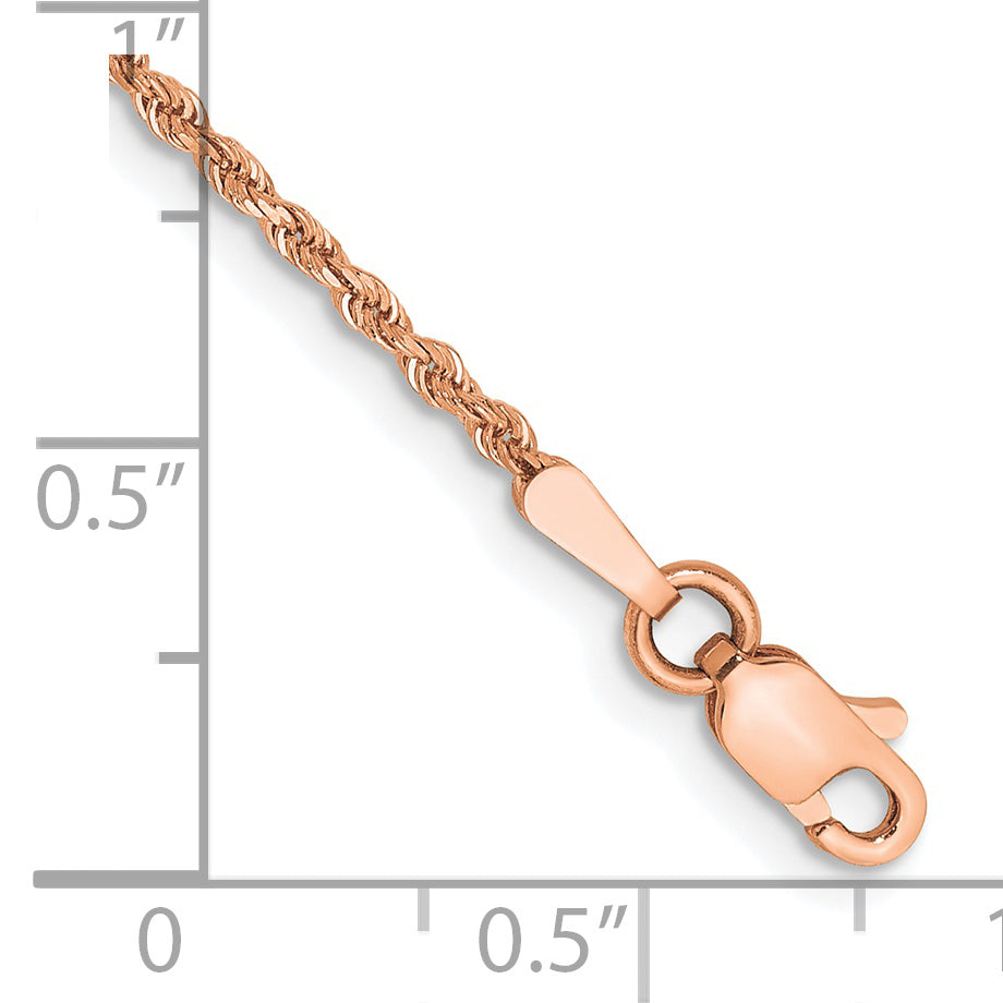 14K Rose Gold Solid Diamond-Cut Rope Chain Necklace 1.5mm Main image