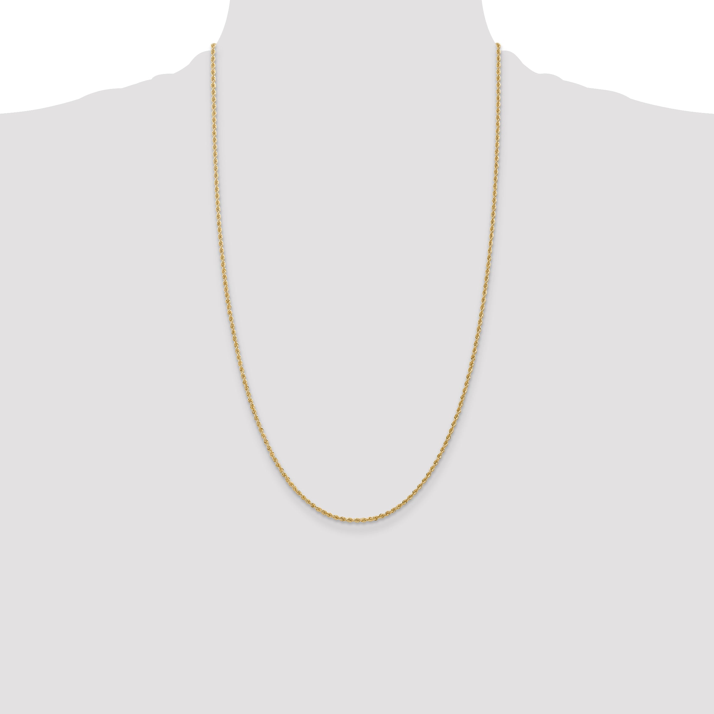 14K 26 inch 1.5mm Regular Rope with Lobster Clasp Chain