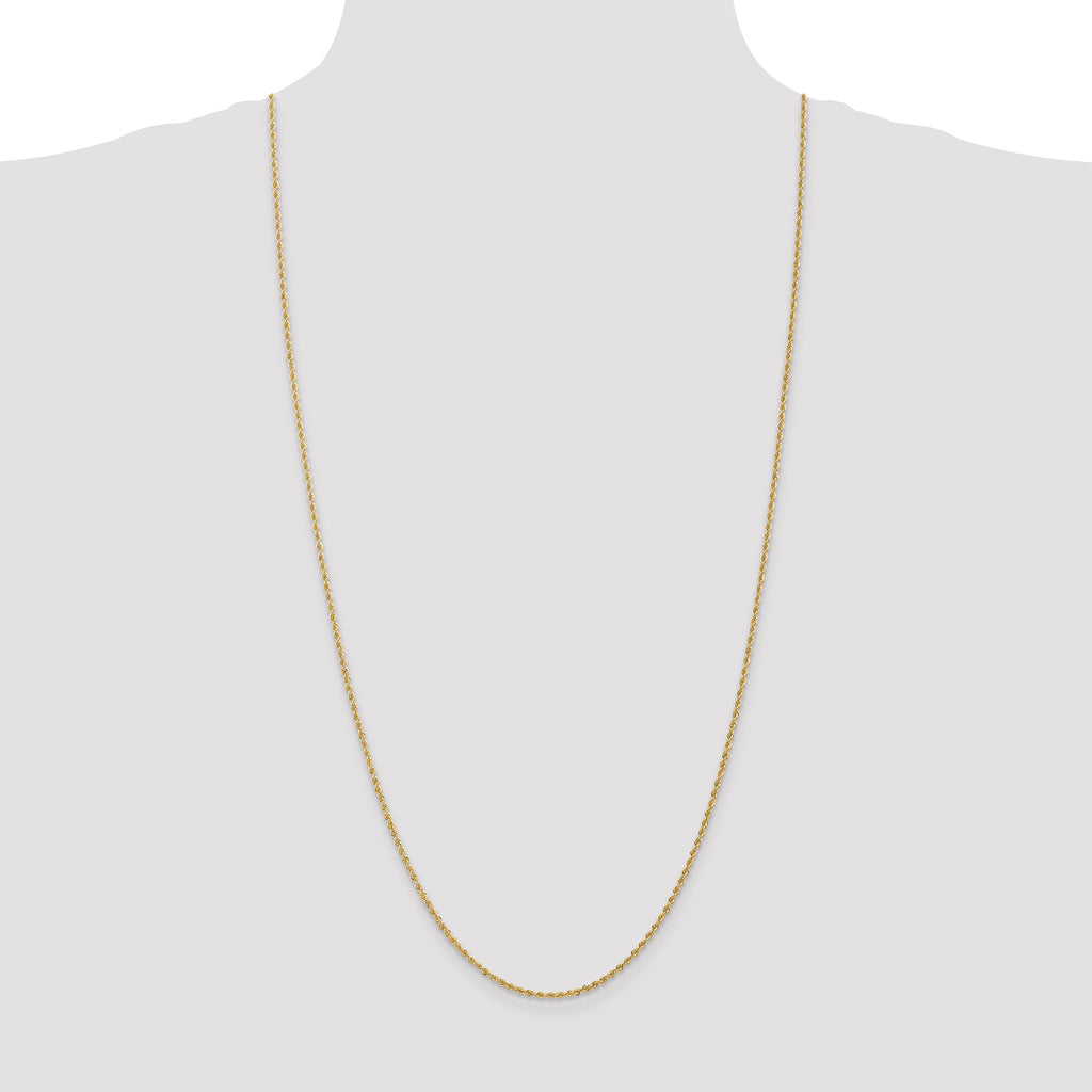 14K 30 inch 1.5mm Regular Rope with Lobster Clasp Chain