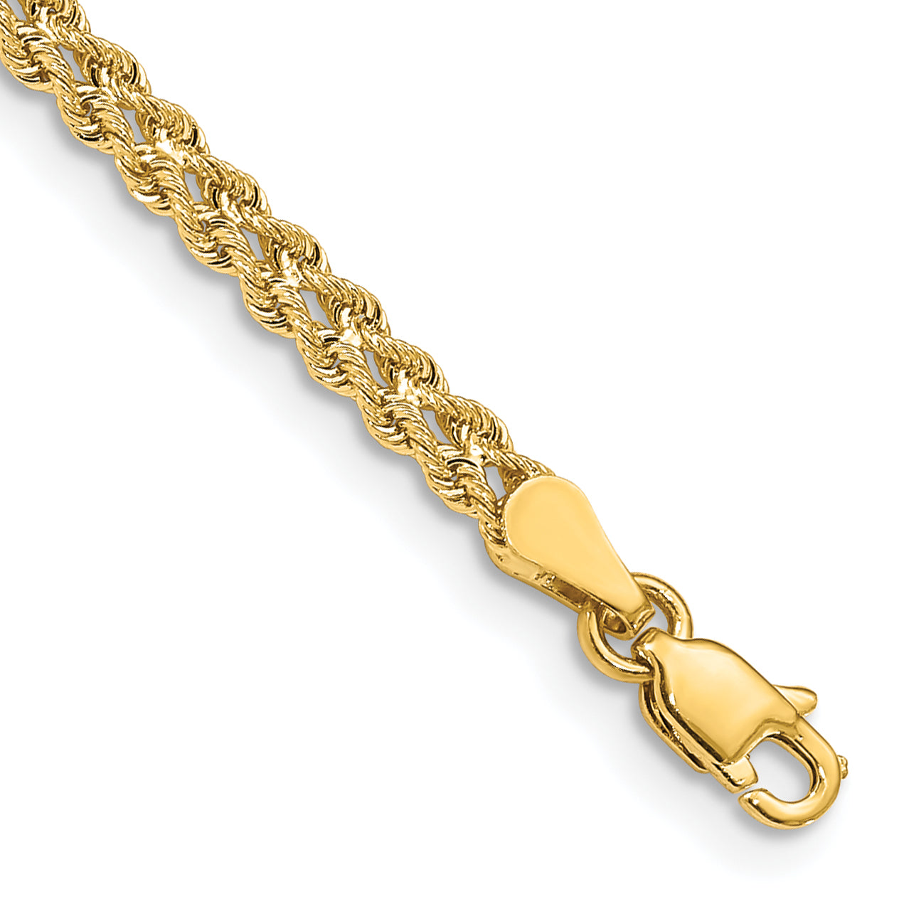 14k 3.0mm Wide Double Strand Rope 8 inch Bracelet Main image