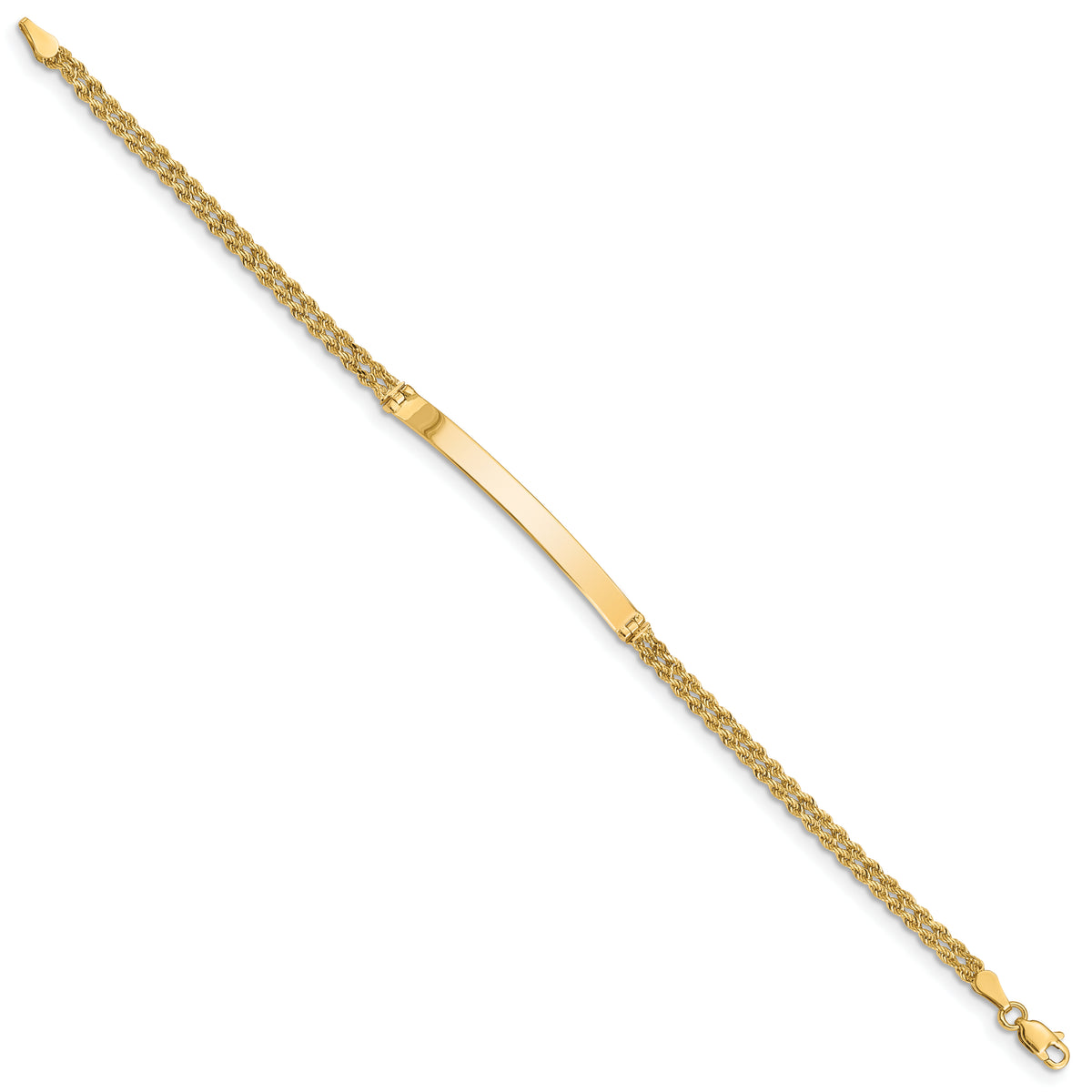 14k Polished Solid Chain/Solid Plate Two-Strand Rope 41x5mm Plate 7 inch ID Bracelet