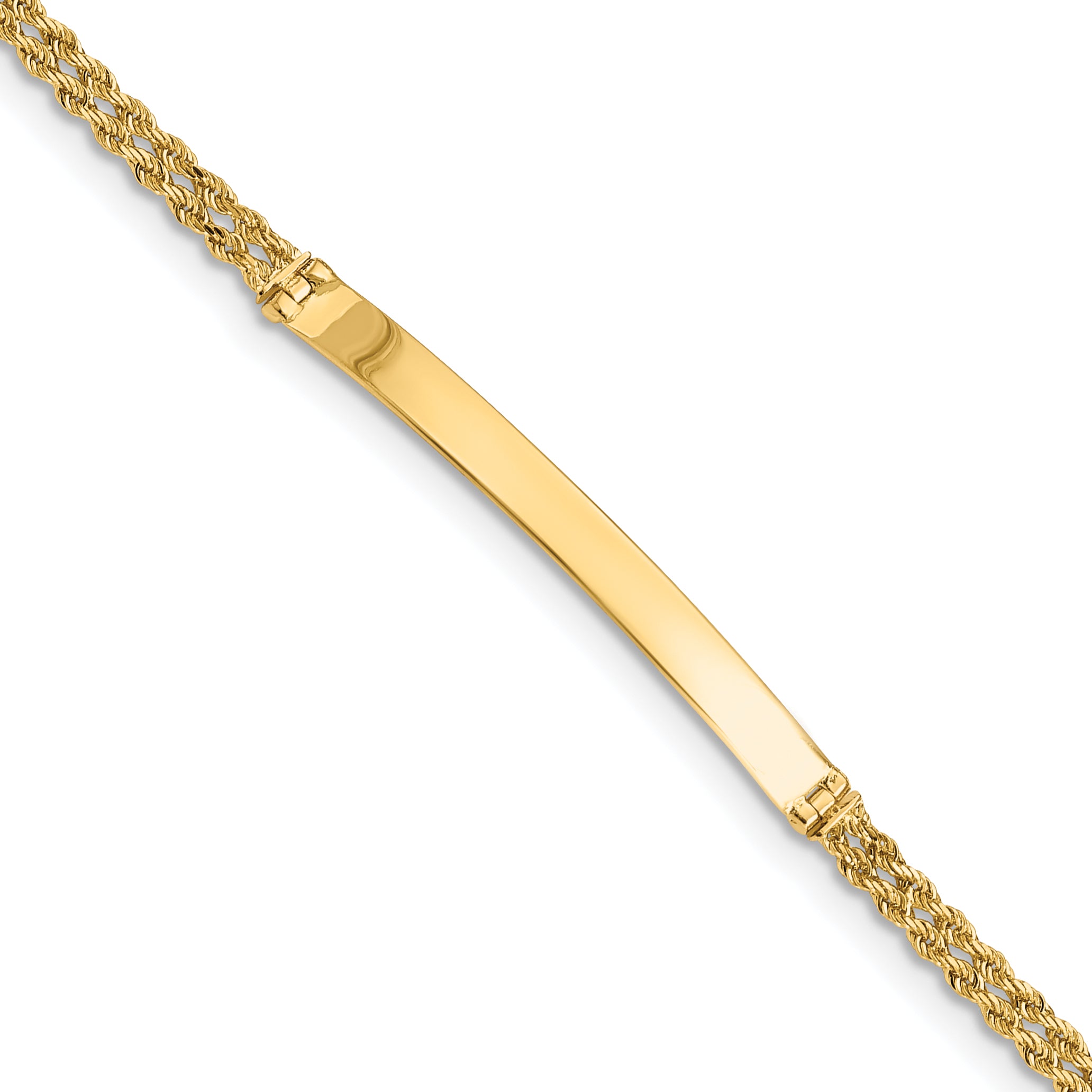 14k Polished Solid Chain/Solid Plate Two-Strand Rope 41x5mm Plate 8 inch ID Bracelet Main image