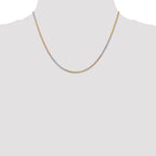 14K Tri-colored 18 inch 1.5mm Diamond-cut Rope with Lobster Clasp Chain