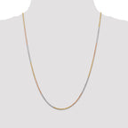 14K Tri-colored 24 inch 1.5mm Diamond-cut Rope with Lobster Clasp Chain