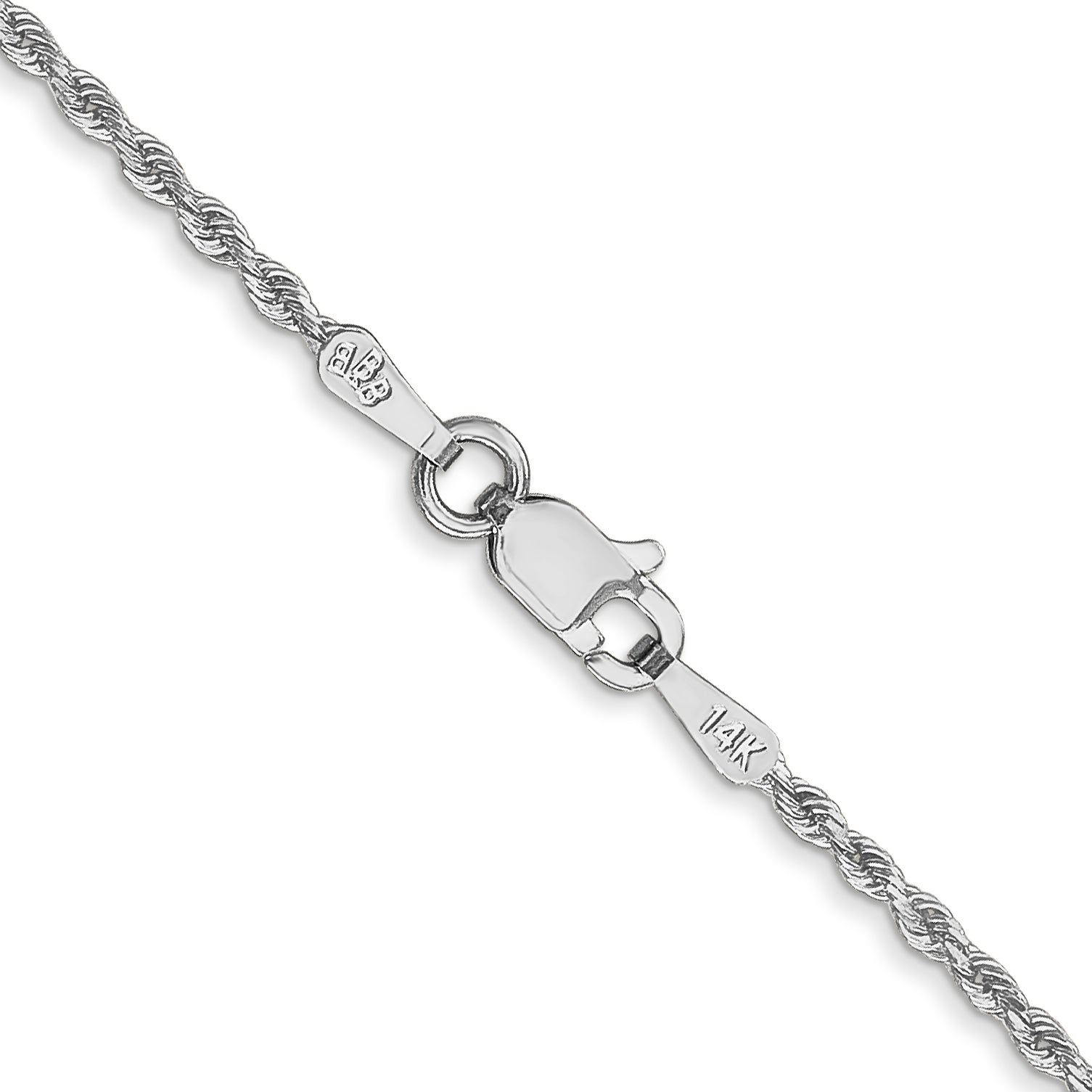 10K White Gold 1.5mm Rope Chain Necklace - view 3