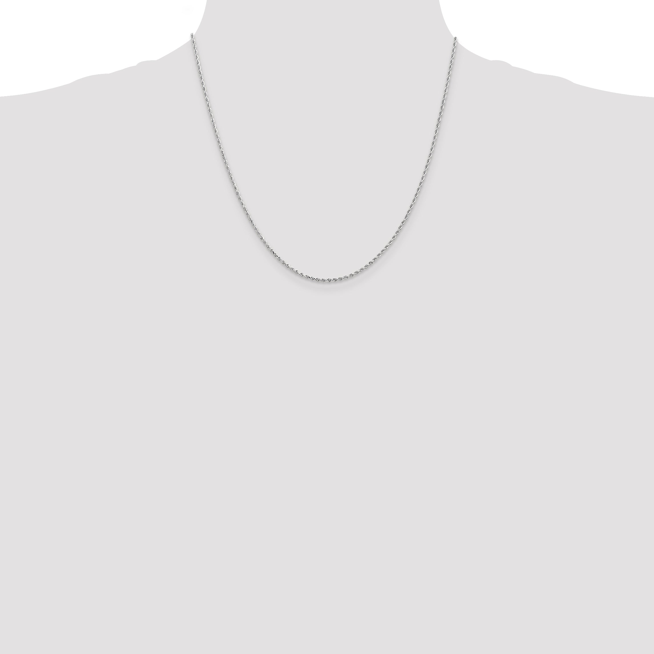 10k White Gold 1.5mm Diamond-cut Rope Chain