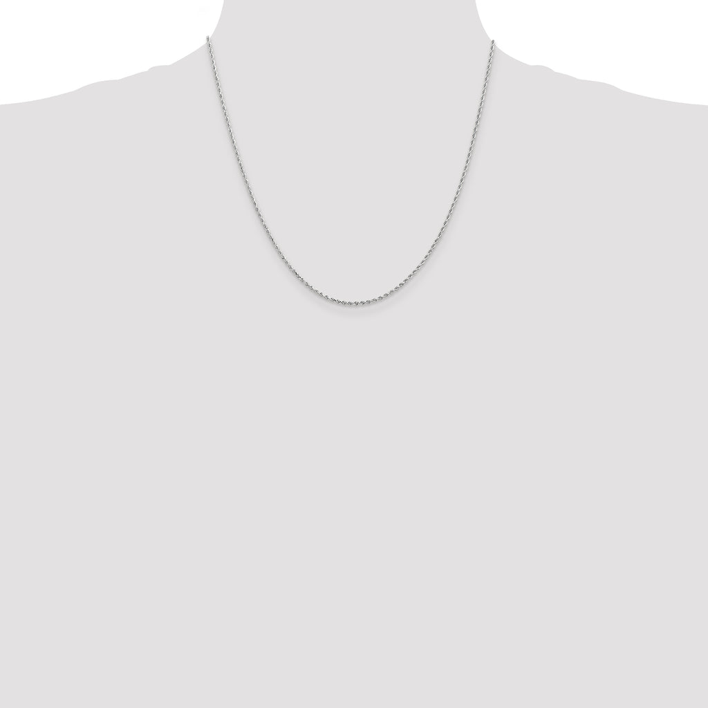 10k White Gold 1.5mm Diamond-cut Rope Chain