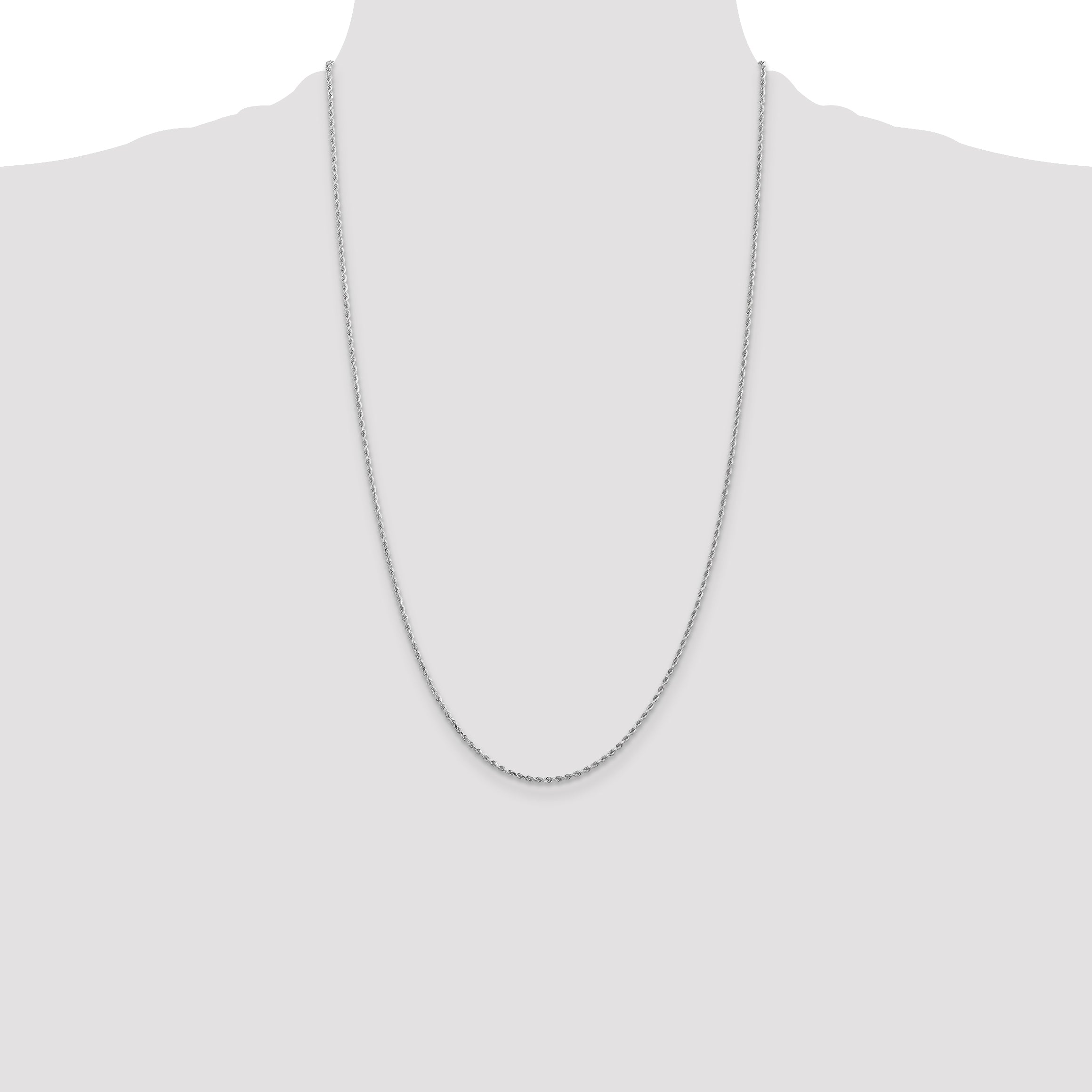 10k White Gold 1.5mm Diamond-cut Rope Chain