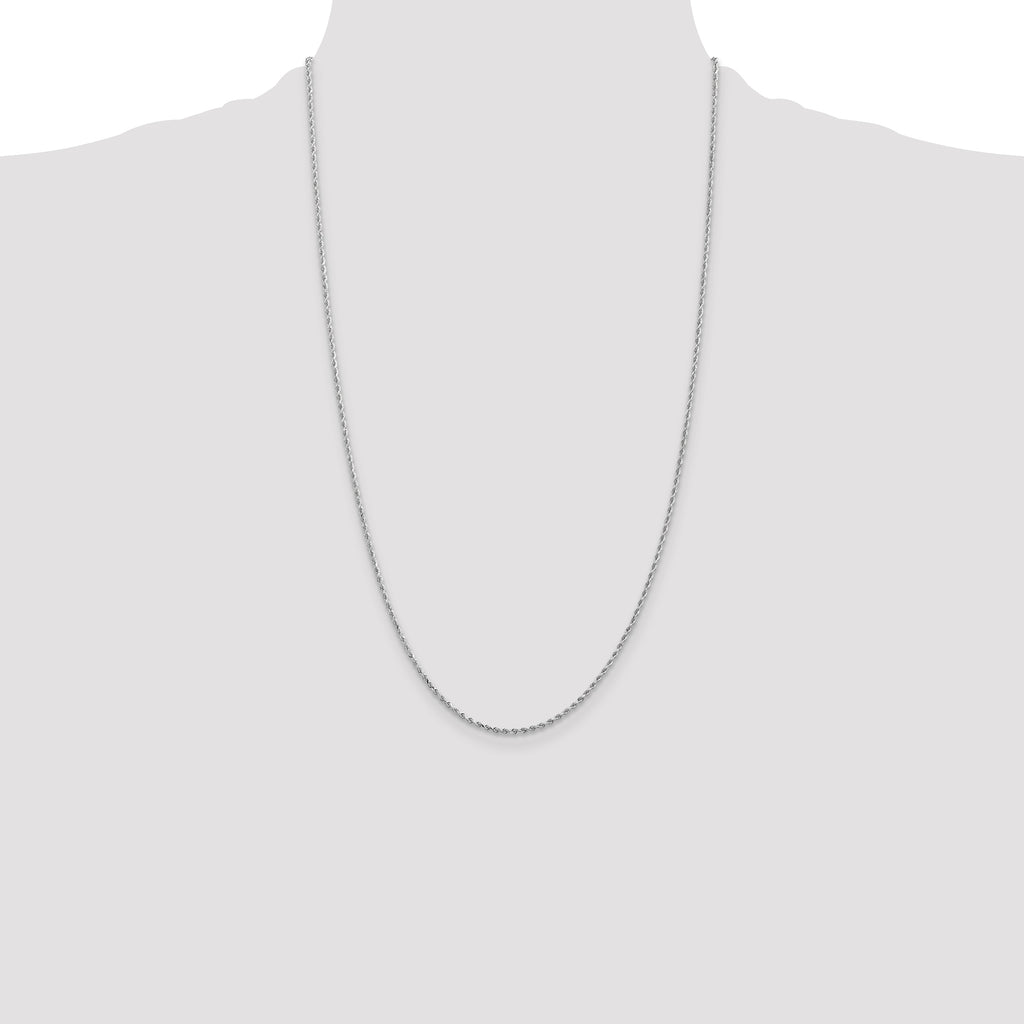 10k White Gold 1.5mm Diamond-cut Rope Chain