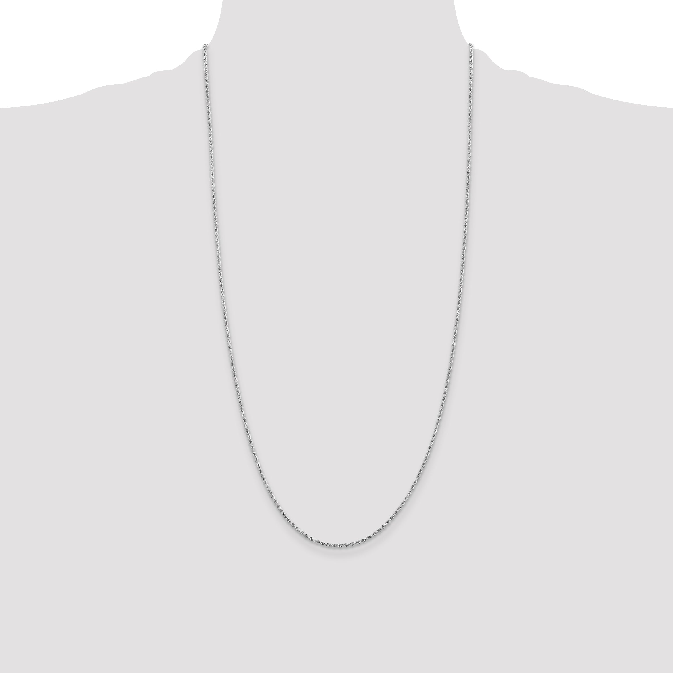 10k White Gold 1.5mm Diamond-cut Rope Chain