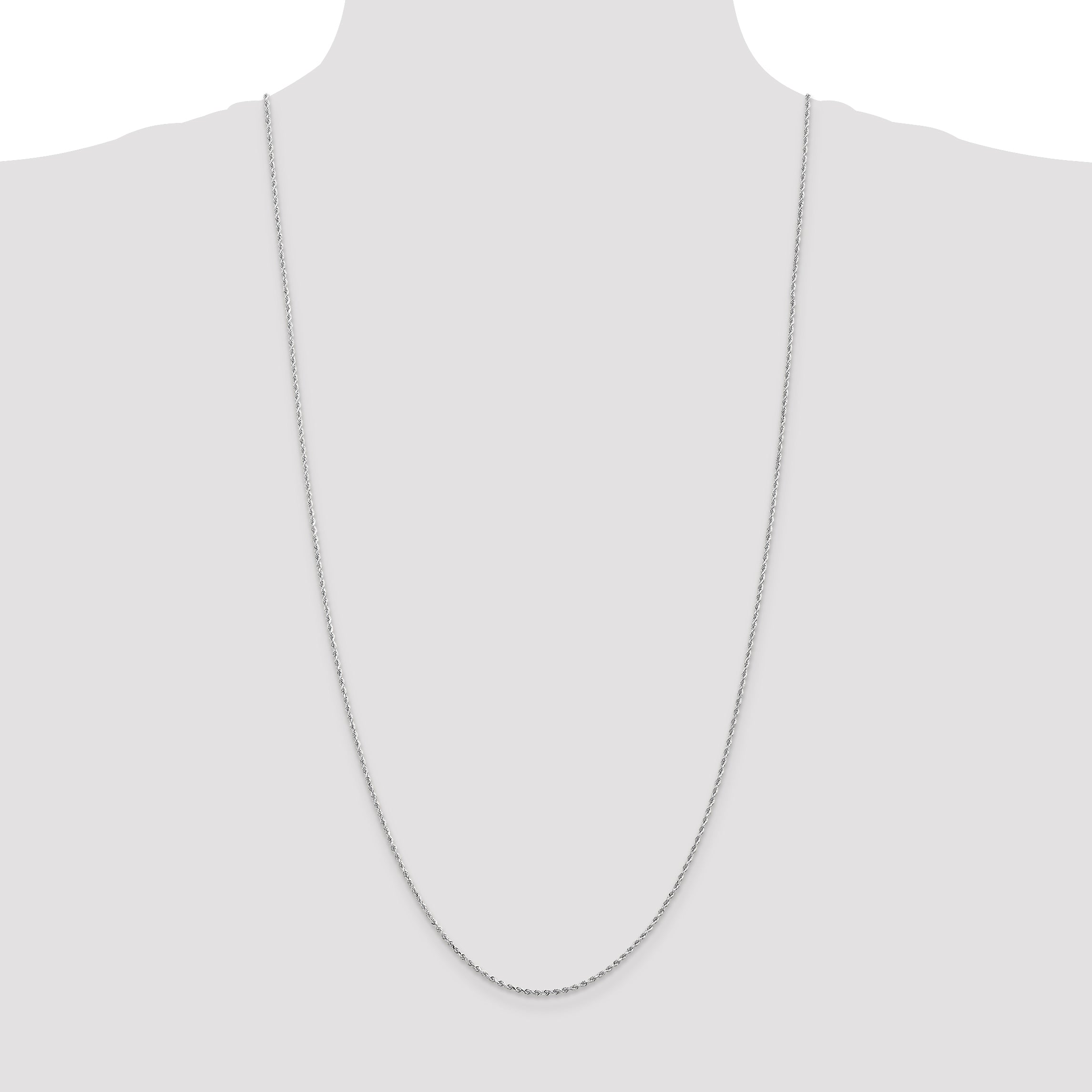 10K White Gold 1.5mm Rope Chain Necklace - view 4