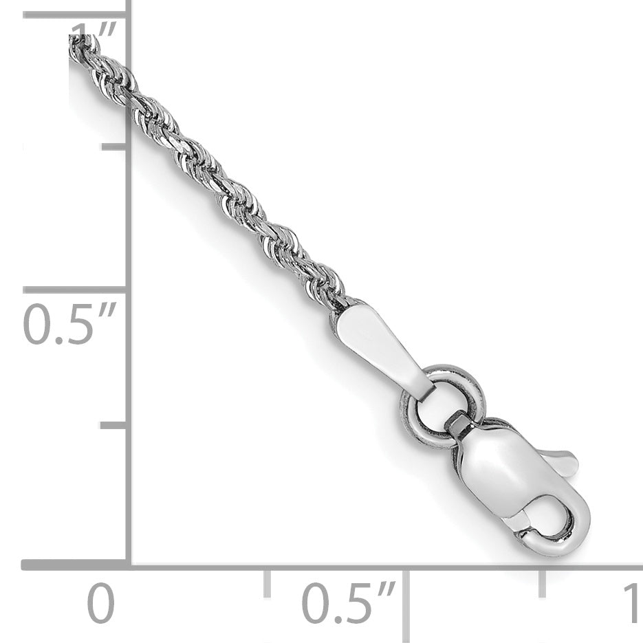 14K White Gold Solid Diamond-Cut Rope Chain Necklace 1.5mm