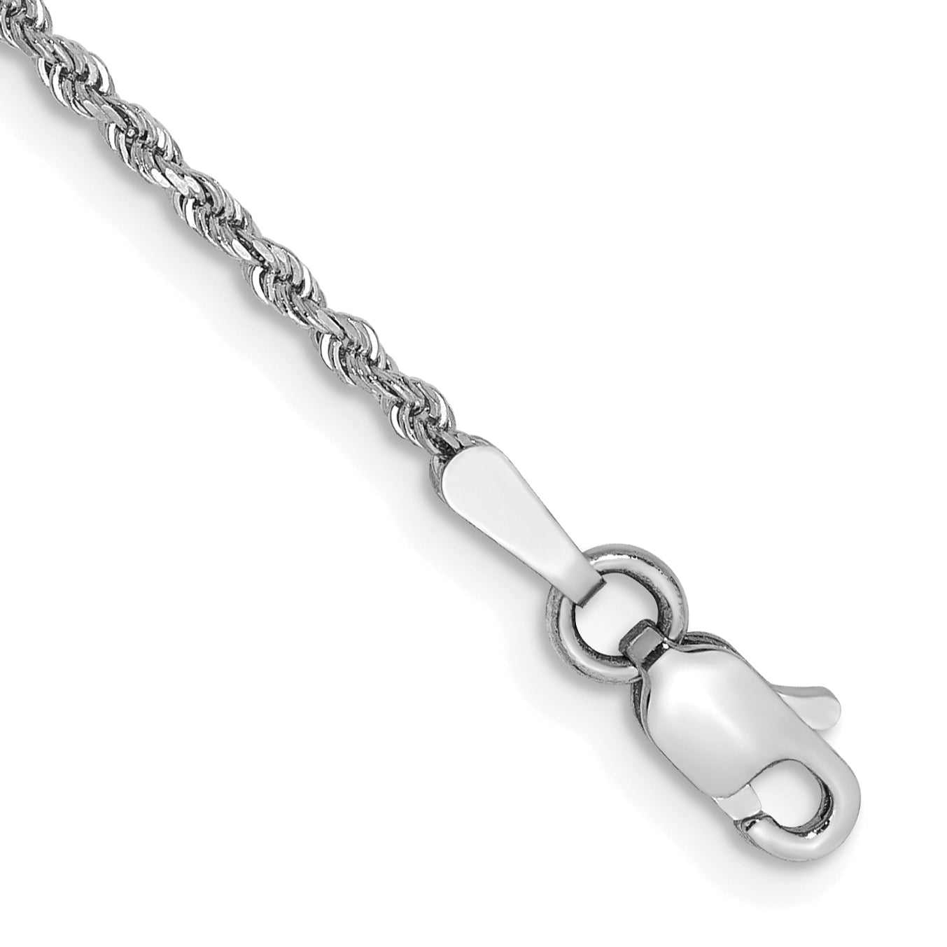 14K White Gold Solid Diamond-Cut Rope Chain Necklace 1.5mm Main image