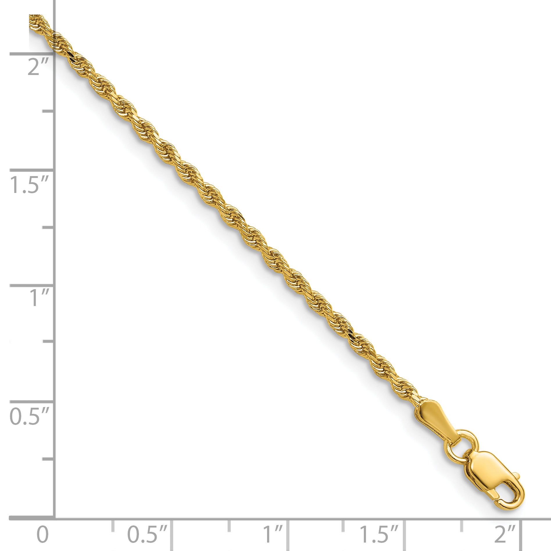 14K 36 inch 1.75mm Diamond-cut Rope with Lobster Clasp Chain