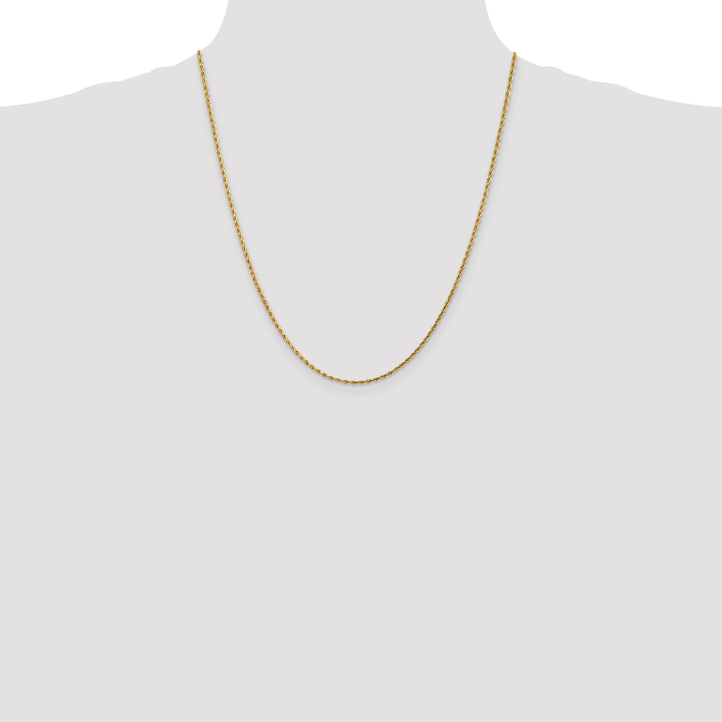 14K 22 inch 1.75mm Diamond-cut Rope with Lobster Clasp Chain
