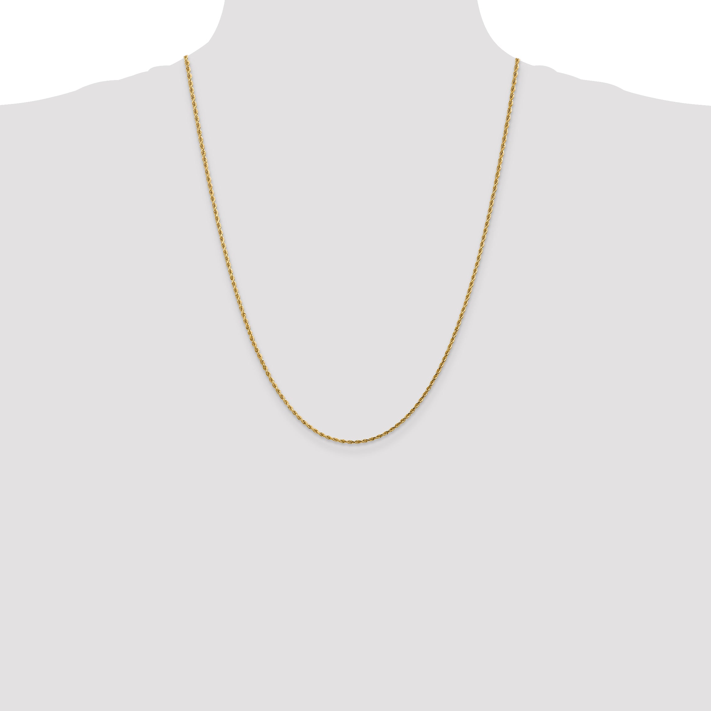 14K 24 inch 1.75mm Diamond-cut Rope with Lobster Clasp Chain