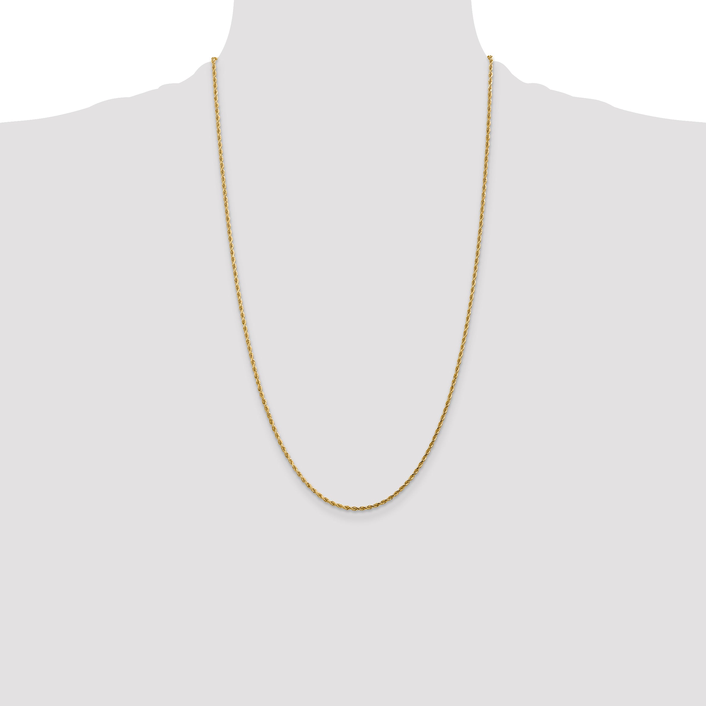 14K 26 inch 1.75mm Diamond-cut Rope with Lobster Clasp Chain